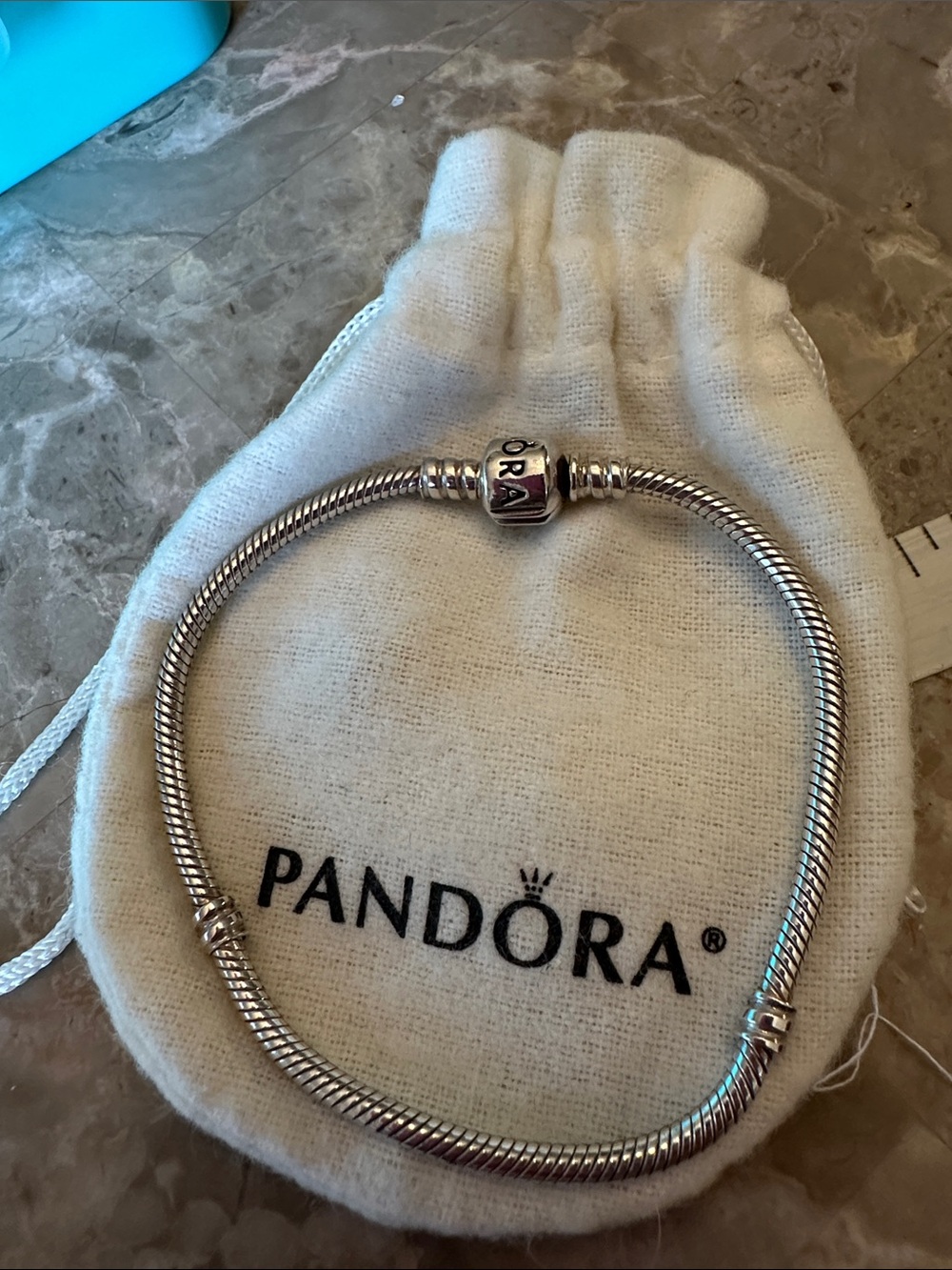 Pandora Silver Snake Chain Bracelet with Barrel Clasp